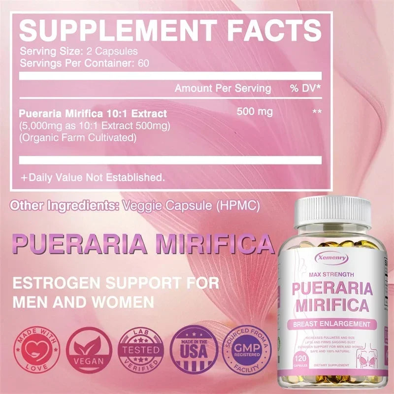 Pueraria Mirifica | Cápsulas Naturales para Busto Firme y Equilibrio Hormonal